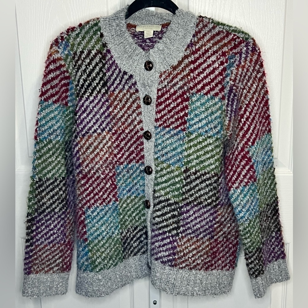 Vintage Appleseed’s Petites Women's Cardigan Patchwork  Sweater - Size PXL